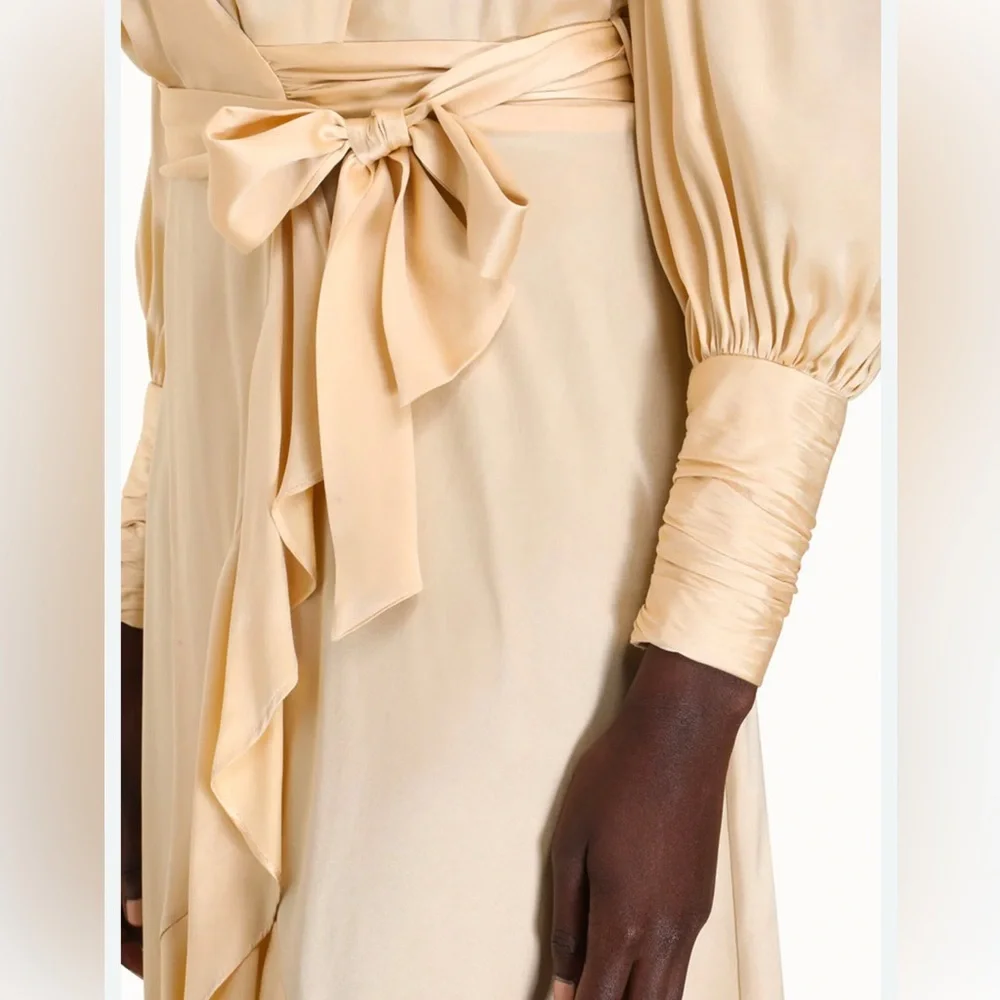 Zimmermann Silk Cream Wrap Midi Dress - Picture 3 of 10